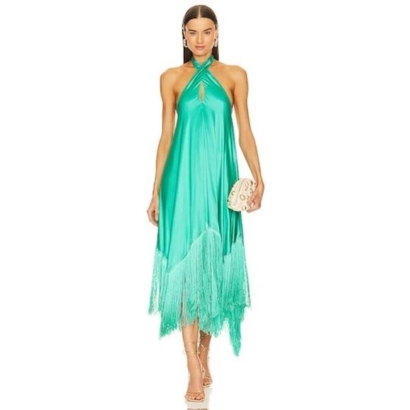 Cult Gaia ALI Fringe silk DRESS - ERBA size M - Picture 3 of 9